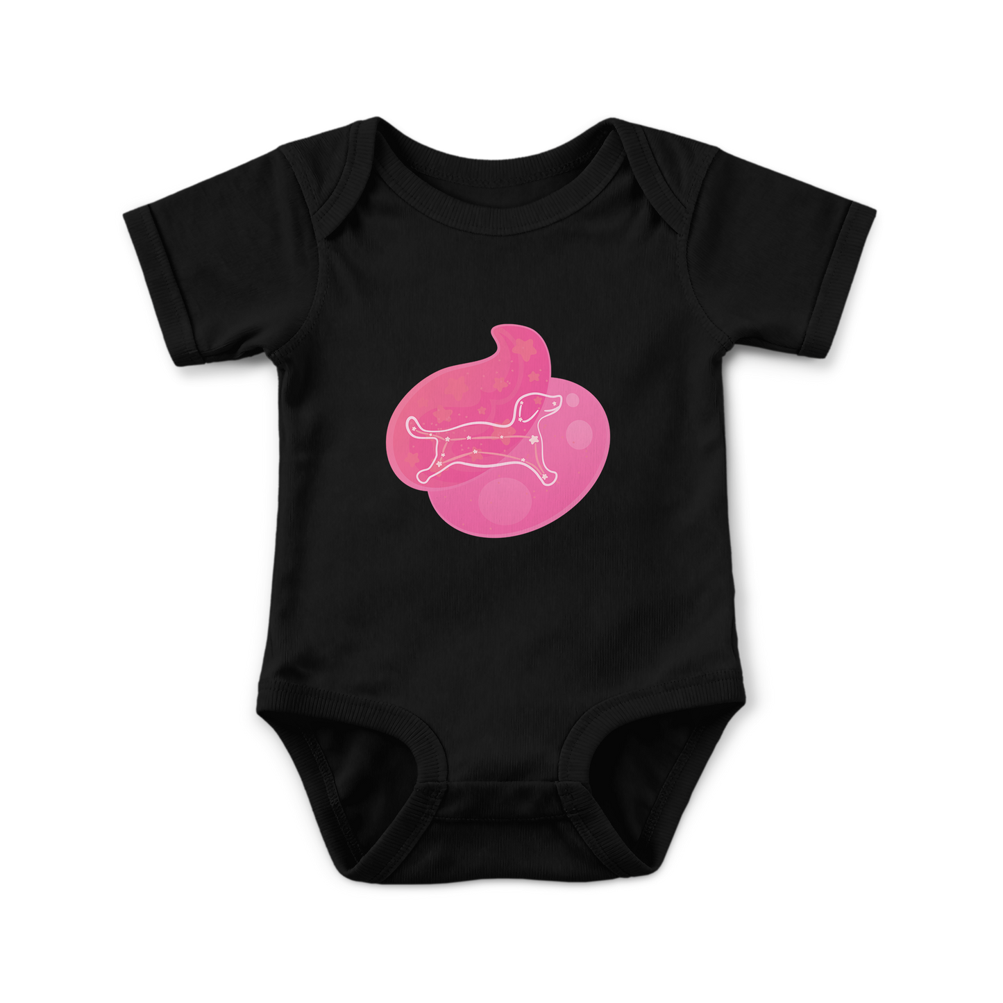 Rius the Loyal Puppy Astral Dusk Traces on Infant Baby Rib Bodysuit