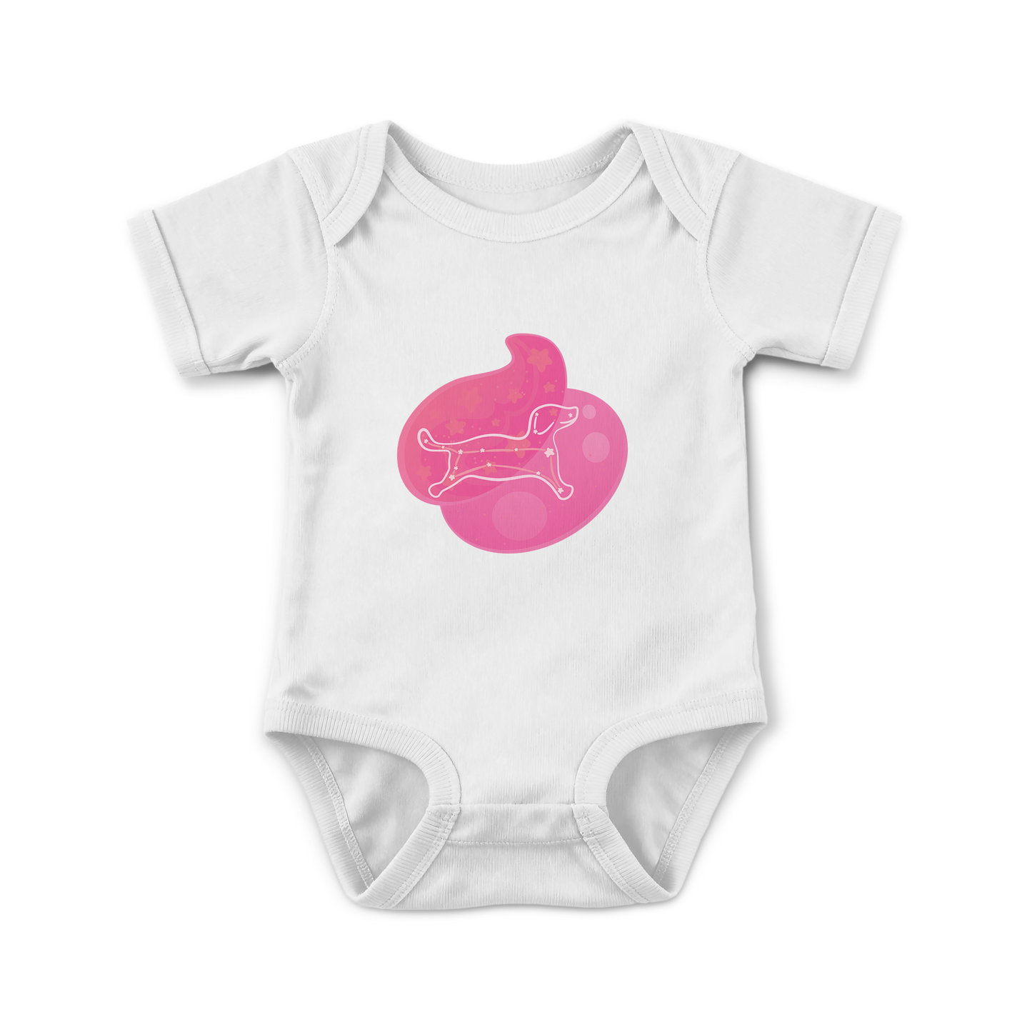 Rius the Loyal Puppy Astral Dusk Traces on Infant Baby Rib Bodysuit